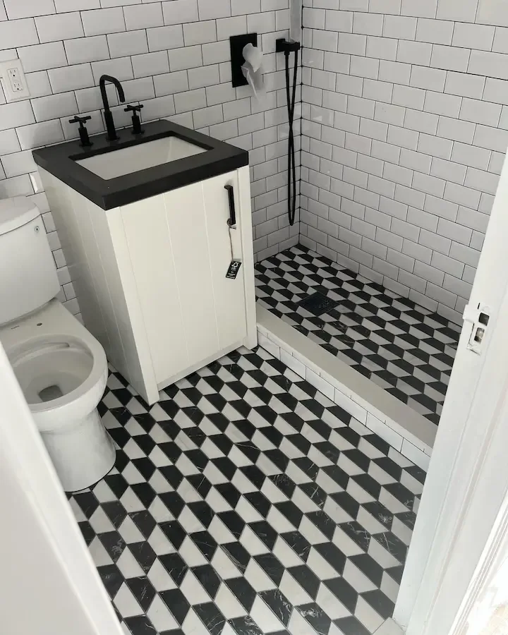 Primary bath remodel with heated floors and custom lighting